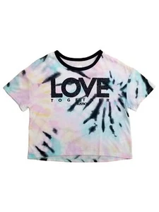 Justice Girls Pink Black Blue Tie Dye Love Together T-Shirt Tee Shirt - Picture 1 of 1