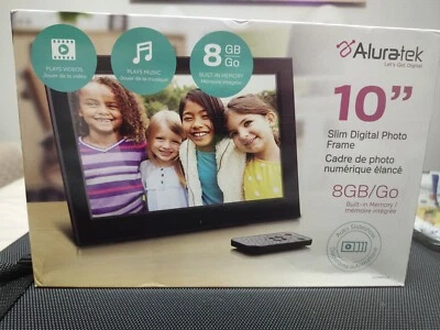 Aluratek Slim Digital Photo Frame 10” 8GB Built in Memory -Brand New! Never Open - Image 1 of 4