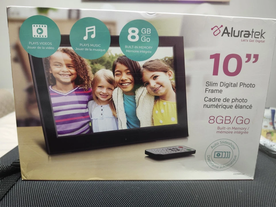 Aluratek Slim Digital Photo Frame 10” 8GB Built in Memory -Brand New! Never Open - Image 1 of 4