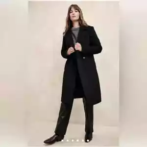Neu mit Etikett ** Banana Republic Wollmischung zeitloser Mantel ** schwarz ** XS Petite ** 280 $ - Bild 1 von 4