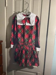 Vintage 1960's Cinderella Plaid Holiday Dress with Bow Size 8 - Picture 1 of 10