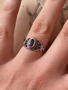 Jolie Bague ancienne en argent Massif et pierre violette - T.51 style ethnique - Imagen 1 de 5