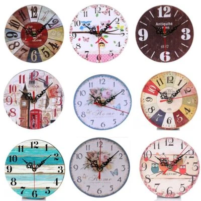 Wooden MDF Wall Clock Covered by Paper Desk Clock New Clock  Living Room - Image 1 of 4