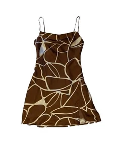Cotton Candy LA Mini Satin Slip Dress Women S Brown Ethereal Fairycore Western - Picture 1 of 12