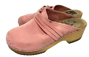 Olsson Clogs De Luxe Pink Leather Nurse Scarcity Vintage Clogs Women's Size 8/M - Picture 1 of 5