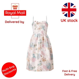 Petite trägerloses Jacquard Midi Kleid in rosa Größe 8 - Bild 1 von 3