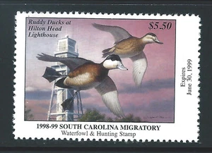 Bigjake: #SC-18, $5,50 Green-Wing Certeal, 1998 Estampilla de pato de Carolina del Sur - Imagen 1 de 1
