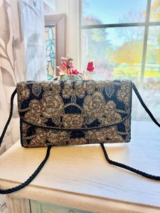 Vintage Beaded Floral Evening Bag Purse - Picture 1 of 7