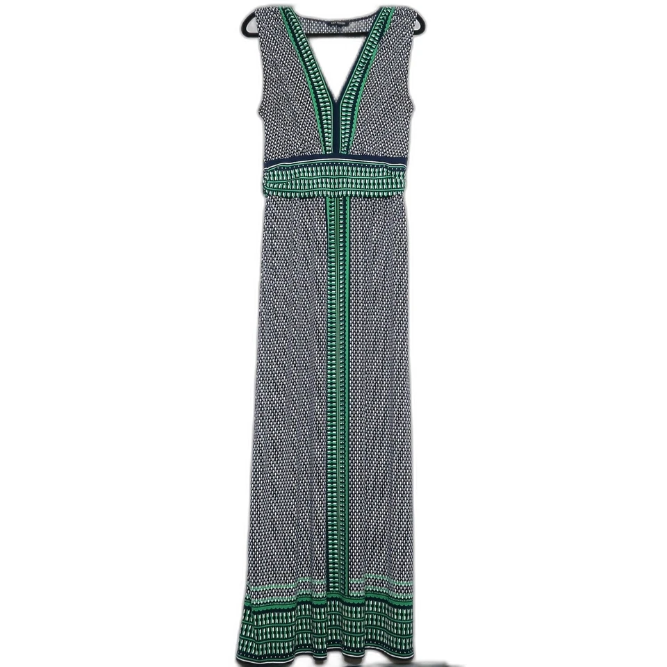 Maxi Vestido para Mujer Max Edition Talla Grande Azul Verde Estampado Geométrico Sin Mangas Foto 1 de 4
