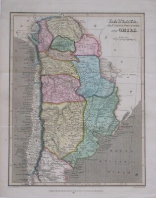 Mapa original de Carey & Lea 1823 PROVINCIAS UNIDAS DEL RÍO DE LA PLATA Y CHILE Foto 1 de 4