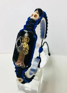 Hecho a mano Holy Death BK/BL pulsera Santa Muerte pulsador doble hecha a mano - Imagen 1 de 5