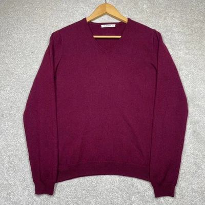 Woolovers V Neck Jumper Merino Wool Cashmere Blend Wine Burgundy Men’s Size M - Image 1 of 4