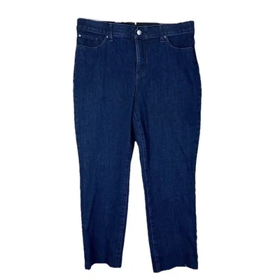 Pantalones de mezclilla Chico's fabulosamente adelgazantes talla 1,5 CORTOS (10-L) azul lavado oscuro elásticos Foto 1 de 4