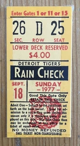 Boleto de los Tigres/Yankees 18/09/77 talón-reggie hr #311/guidry win #15/kingman hr #174 - Imagen 1 de 1