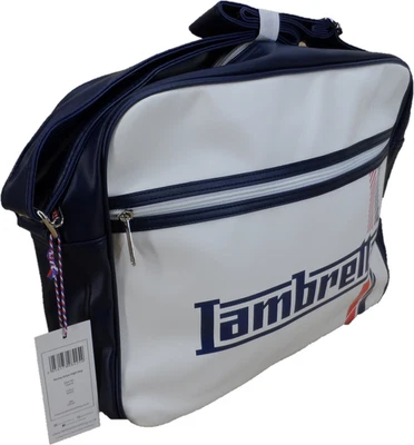 Lambretta Classic Retro White/Navy Messenger Bag - Image 1 of 4