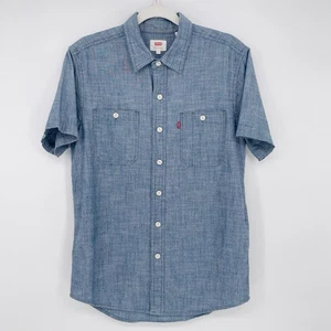 Camisa Levi’s Hombre’s Chambray Un Bolsillo Manga Corta Abotonada Talla Pequeña Azul Nueva - Imagen 1 de 5