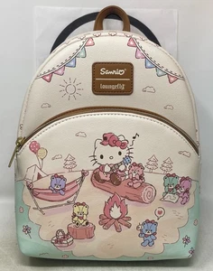LOUNGEFLY SANRIO HELLO KITTY & AND BEAR FRIENDS CAMPING CAMP FIRE BACKPACK - Picture 1 of 5