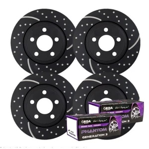 FULL SET DIMPLED SLOTTED BRAKE ROTORS + PADS FOR FAIRLANE BA BF 10/2002-10/2005 - Picture 1 of 6