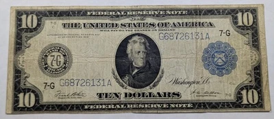 1914 $10 FRN Chicago 7-G VG/F White/Millon Rare Large Size Type Note Steel Mill  - Image 1 of 2