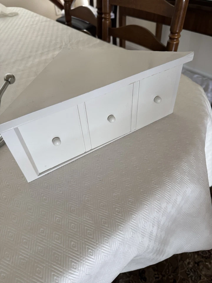 White Wooden Corner Cabinet Shelf with Drawers - image 1 of 1