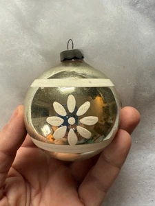 Vtg Shiny Brite Gold Corning Franke Stencil Mercury Glass Christmas Ornament 3" - Picture 1 of 3