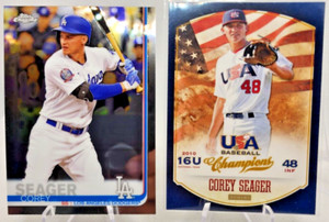 (2) Corey Seager 2013 Panini USA Baseball Champions #93 & 2019 Topps Chrome #106