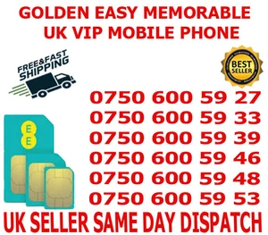 GOLDEN EASY MEMORABLE UK VIP MOBILE PHONE NUMBER/PLATINUM SIM ( EE NETWORK) B 13