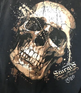 2010 Black Hills Rally Sturgis Skull Print Bold 2Sided Elastic Black Size XL J31 - Picture 1 of 7
