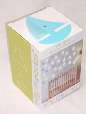 40 CALCOMANÍAS de Pared Decoración Niños Bebé AZUL y Blanco Pequeños Milagros Guardería Nuevo en Caja Foto 1 de 4