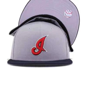 Cleveland Indians New Era 59FIFTY MLB Gray Navy Red Fitted Cap Hat Size 7 1/2 - Picture 1 of 5