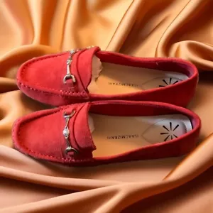 Isaac Mizrahi Nuevos Zapatos Mocasines Mujer 7 Imamy Rojo Gamuza Sin Cordones para Conducir - Imagen 1 de 4