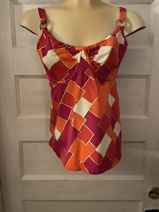 NWOT Tara Grinna Orange Underwire Tankini Swim Top Apron Back Sz 32-36c MSRP $84 - Picture 1 of 6