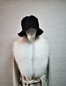 Real fur panama hat in black color, Fur Bucket Hat Black, Winter Outdoor Bucket  - Picture 1 of 9