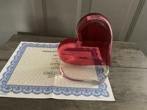 HAZIZA ACRYLIC SIGNED LIMITED EDITION RED HEART ON BASE - Picture 1 of 3