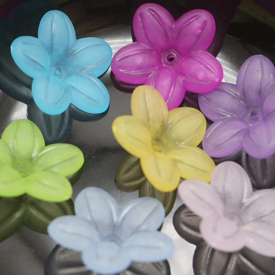 100 tampas de contas de acrílico estrela geada cor mista 21 mm cones com furo central - Imagem 1 de 4