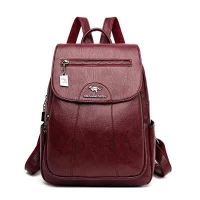 Women Backpack New High Quality Soft Leather Leisure Travel Large Capacity Bags - Image 1 of 4