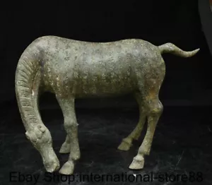 12" Rare Old Chinese Bronze Ware Dynasty lower one's head Horse Word Statue - Picture 1 of 8