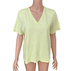 Eileen Fisher Womens T-Shirt Lime Green Organic Cotton Slub Stripe Tee Size M