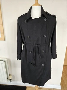 AllSaints LIA MAC Trenchcoat schwarz XS UK 10 Oversized Jacke Taschen Kordelzug - Bild 1 von 20