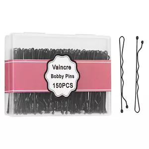 Vaincre Bobby Pin Hair Pins - 150 Count Bobby Pins Black Bulk with Storage Case, - Picture 1 of 7