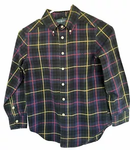EUC Ralph Lauren Boys LS Plaid Button Down Flannel Cotton Collar Dress Shirt 8 S - Picture 1 of 11