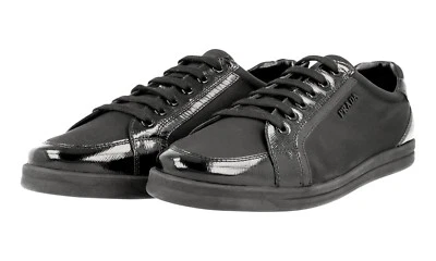 PRADA Downtown Saffiano Leather Nylon Sneakers Solid Black NEW - Изображение 1 из 4