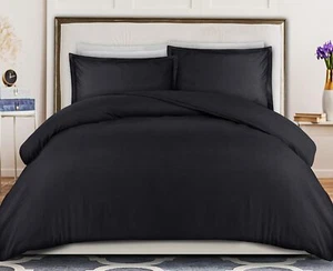 3Pcs 1500 Thread Count Microfiber Duvet Set - Black FULL / QUEEN - Picture 1 of 7