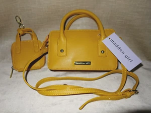Madden Girl X Body Mustard Yellow Mini Tote Purse & Key "Pursette" Cute! NWT - Picture 1 of 7
