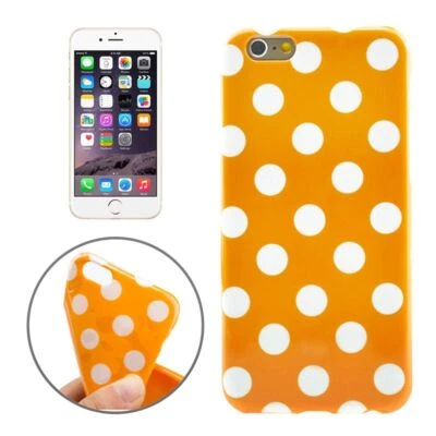 TPU Cover Posteriore a Pallini per Cellulare Apple IPHONE 6 Plus Arancio/Bianco - Immagine 1 di 4