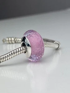 Pink Murano Glass Charm Bead Genuine 925 Sterling Silver 💖 - Picture 1 of 11