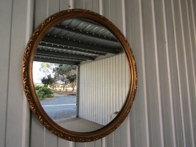 Wall Mirror Gold Gilt Round Ornate Ready to Hang Vintage Foto 1 de 4