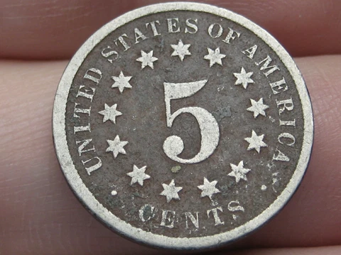 1873 Shield Nickel 5 Cent Piece- Closed 3, Good/VG Details Cover