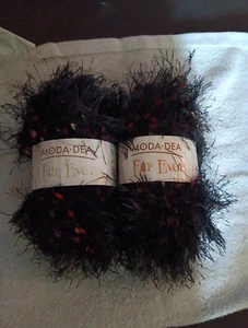 (2) Moda Dea FUR EVER Yarn, BLACK GEM #3995-1.76oz, 49yds., #5 Bulky, NEW  - Picture 1 of 6