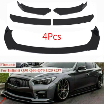 Front Bumper Lip Spoiler Splitter For 2014-2017 Infiniti Q50 Painted Gloss Black - Image 1 of 4